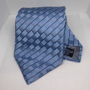GIORGIO ARMANI 100% Silk Tie Blue Geometric Pattern Made in Italy